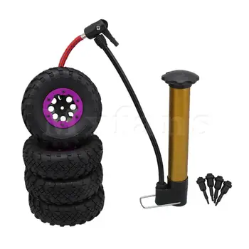 

Mxfans 4x RC1:10 Inflatable Tires + 1.9" 8-Hole Black Wheel Rims Purple Clips