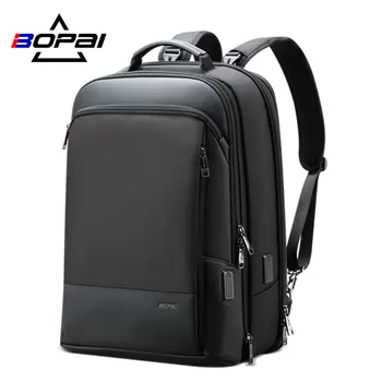 

BOPAI Two-in-One Function Casual Backpack USB Anti-Theft Men's Business Travel Back Pack 15.6-Inch Computer Bag Detachable Flip
