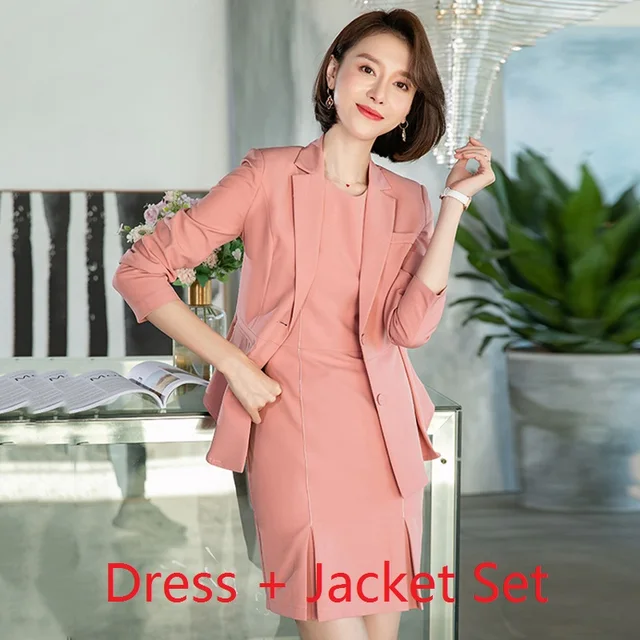Formal Pink Blazer Women Business Suits 