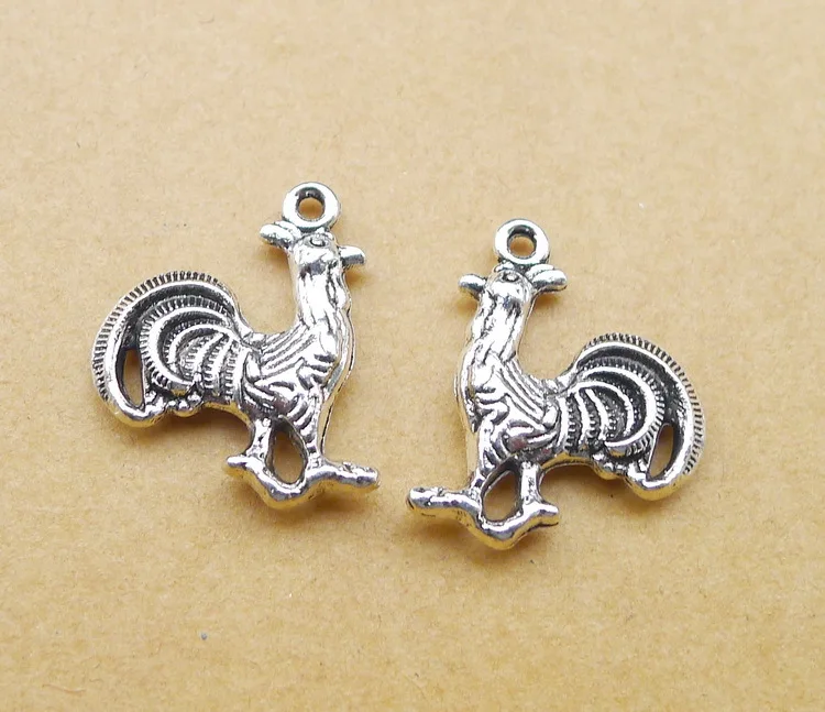

10pcs/Lot 20x18mm Antique Silver Color Rooster Charms Pendant For Women Kid DIY Jewelry Making