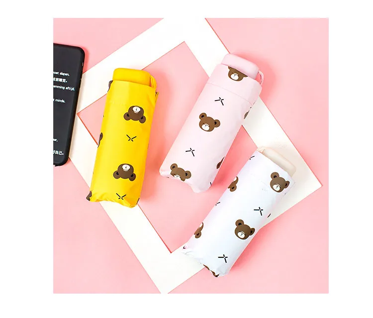 Ultra-Light Small Mini Sun-resistant Five-fold Umbrella South Korea Hipster Rain Or Shine Dual Purpose Umbrella Women's GIRL'S H