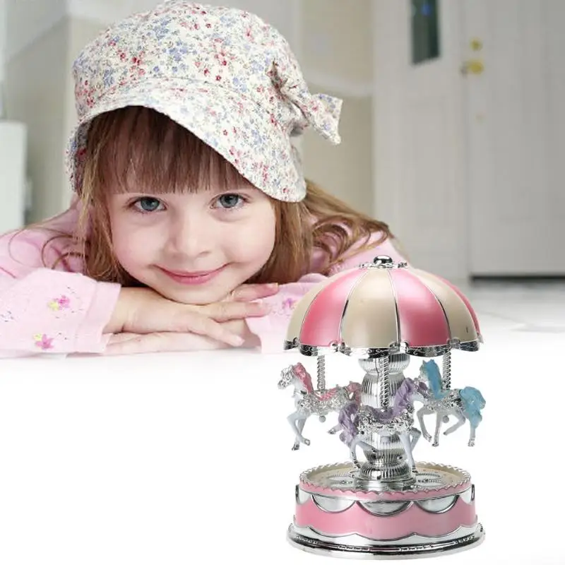 Caro use l Music Box светодиодный светильник Merry Go Round для детей, девочек, подарок на день рождения, Рождество, праздник, Свадебная вечеринка, украшение, детская игрушка