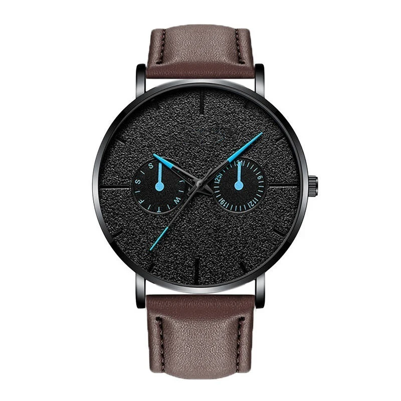 Модные мужские Бизнес минималистичные часы Роскошные черные кварцевые часы с календарем из нержавеющей стали с сетчатым ремешком аналоговые часы Montre Homme - Цвет: L brown blue