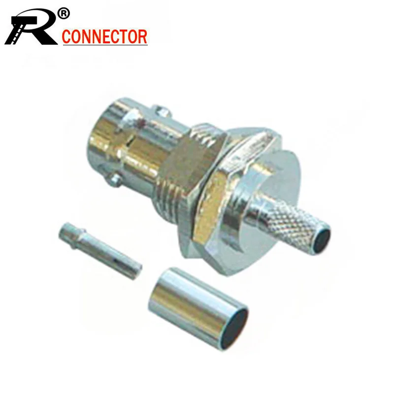 10 шт./лот BNC Гнездовой Зажим Тип RG58/RG59/RG6 коаксиальный разъем никелированный