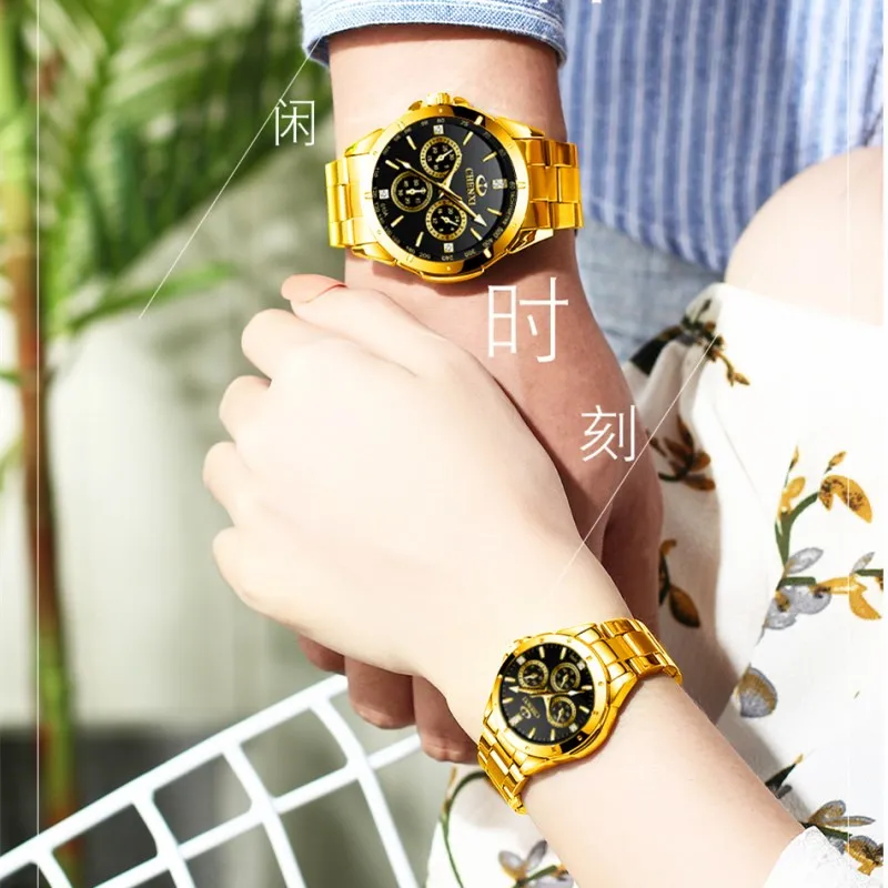 CHENXI Lover's кварцевые часы для женщин и мужчин Бизнес золотые наручные часы лучший бренд класса люкс водонепроницаемые часы золотые стальные часы