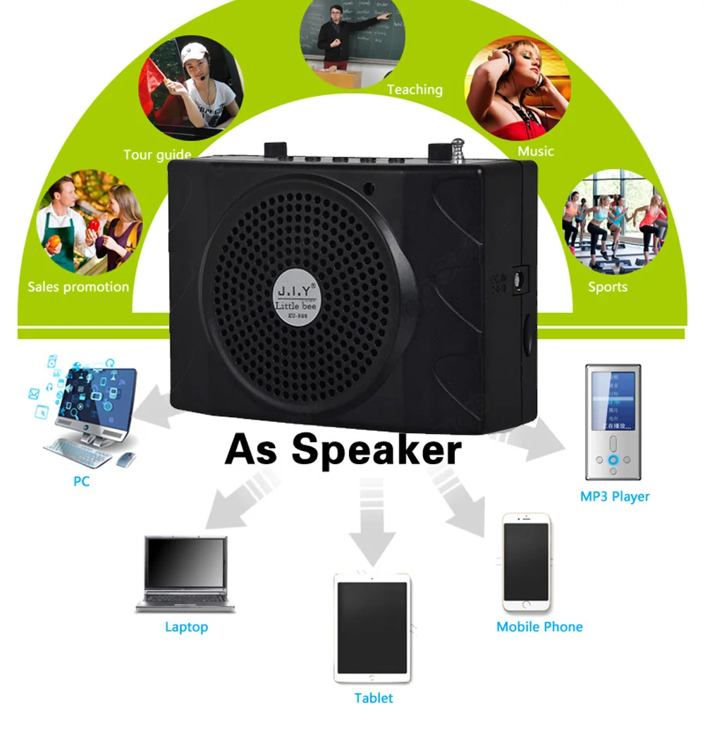 25W High Power Special Amplifier For Teacher Tour Guide External Voice Lound Speaker Headset Microphone Support U Disk/TF Card
