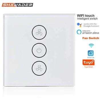 

Smart Wlan Wireless Wifi Fan Switch Wall Glass Panel Touch Light Switch Remote Timer Control Work with Alexa Google Home IFTTT