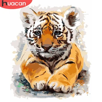 

HUACAN DIY Painting By Number Tiger Drawing On Canvas Gift Pictures By Numbers Animal Kits Hand Painted Paintings Art Home Decor