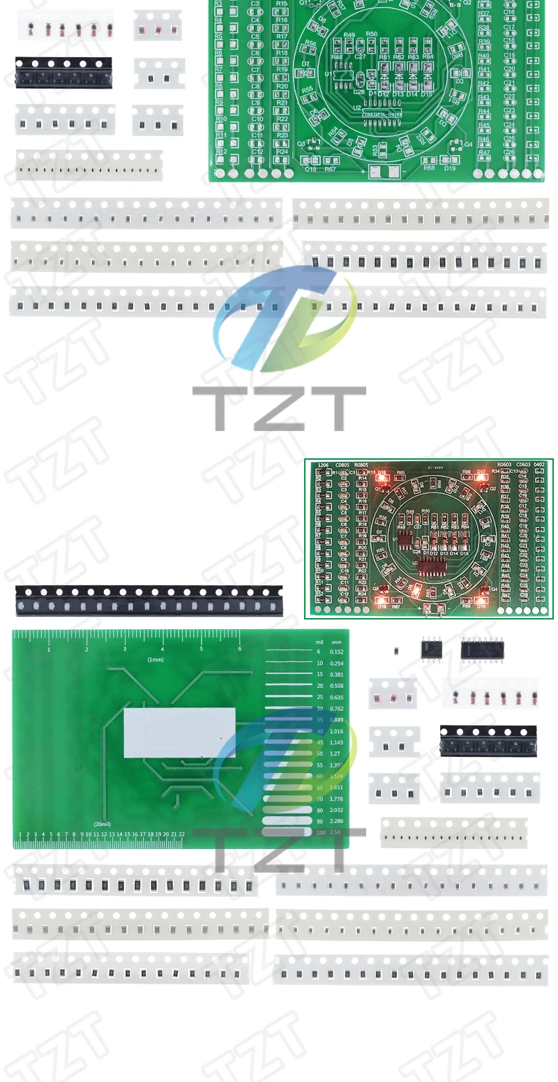 TZT 1/2/3 Stück SMD NE555 CD4017 Rotierende Blinkende LED Lötübungsplatine Elektronik-Schaltkreis-Trainingsset DIY-Kit – Detail 5