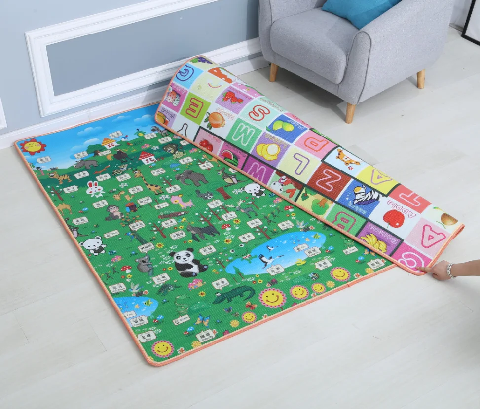 Детский игровой коврик 200*180*0,5 см, коврик для ползания, двойная поверхность, Детский ковер, креативный мультяшный дизайн, развивающий коврик для детей, игровой коврик