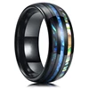 Bagues en titane et acier pour hommes, couleur violette, incrustation de coquille d'ormeau colorée, anneaux en acier inoxydable pour hommes, bijoux de mariage
