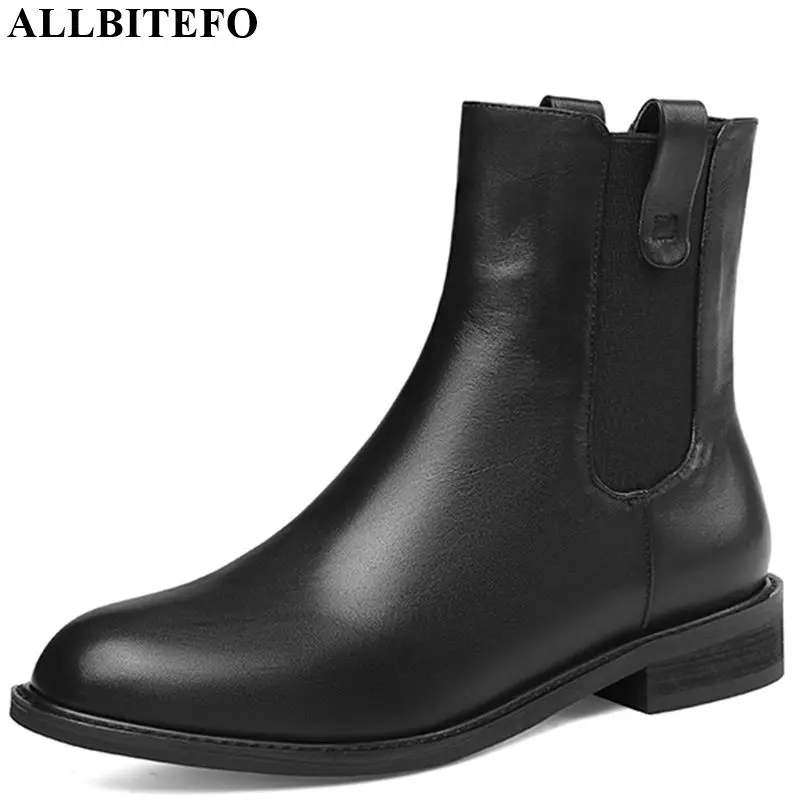 ALLBITEFO/женские ботинки из натуральной кожи; модные кожаные ботинки для отдыха; удобные дышащие ботильоны; сезон осень-зима