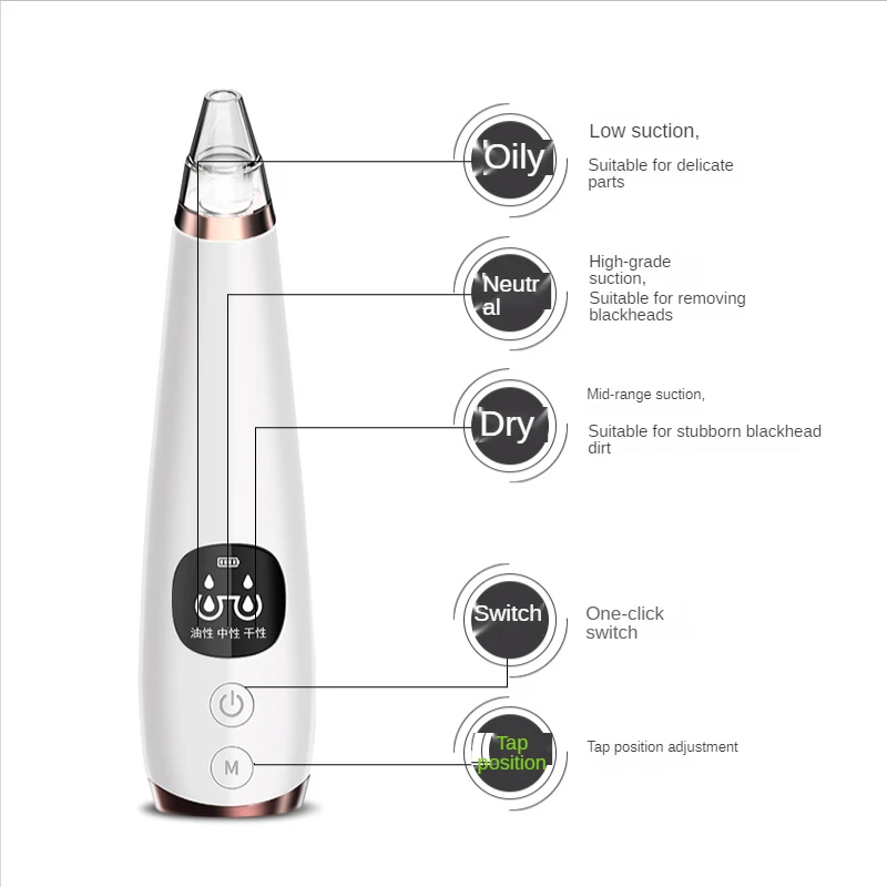 

USB rechargeable visual electric blackhead pore cleaner hot compress vacuum ultrasonic suction skin care tools skin care