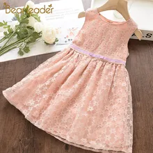 Bear leader/платье для девочек; Новинка; летнее Брендовое платье принцессы для девочек; элегантное платье с цветочным рисунком; одежда для детей без рукавов; vestidos; Возраст 3-8 лет