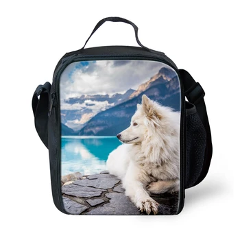 

HYCOOL Fashion Novel Lunch Bag Wolf Print Kids Shoulder Strep Food Dinner Pouch School Student Children Picnic Lunch Box Bags