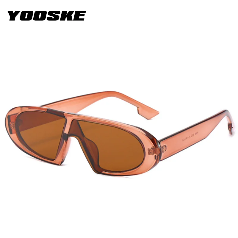 YOOSKE винтажные маленькие овальные солнцезащитные очки для мужчин и женщин, роскошные индивидуальные цельные солнцезащитные очки, розовые черные женские очки, Оттенки UV400