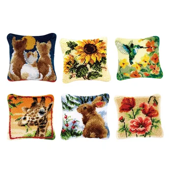 

Animal/Flower Pattern Latch Hook Kit Pillow Making Kit Includes Basic Tool