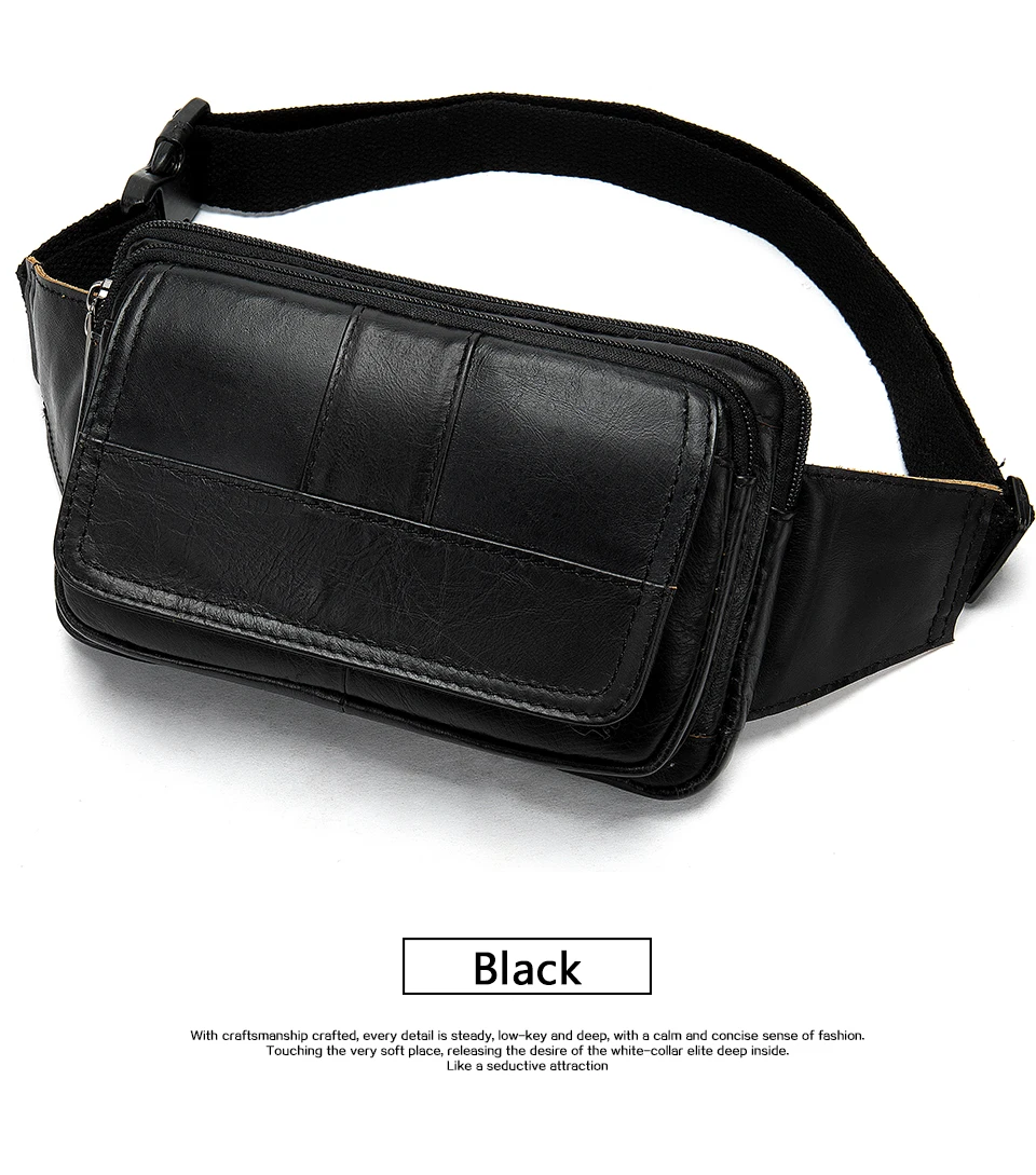 Waist Bag Leather Genuine Men Fanny Pack Money Belt Bag Phone Pouch Bags for Men Small Male Travel Waist Chest Pack 25
