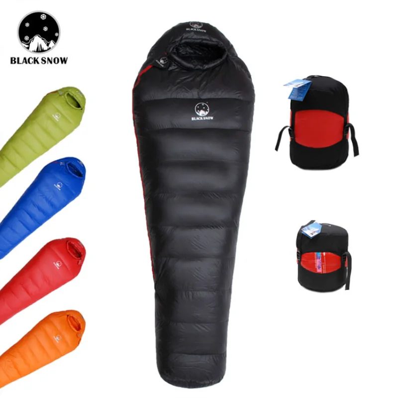 Warm White Goose Down Filled Sleeping Bag for Adults Mummy Style Thermal 4 Kinds of Thickness Camping Travel Winter sleeping bag survival sleeping bag