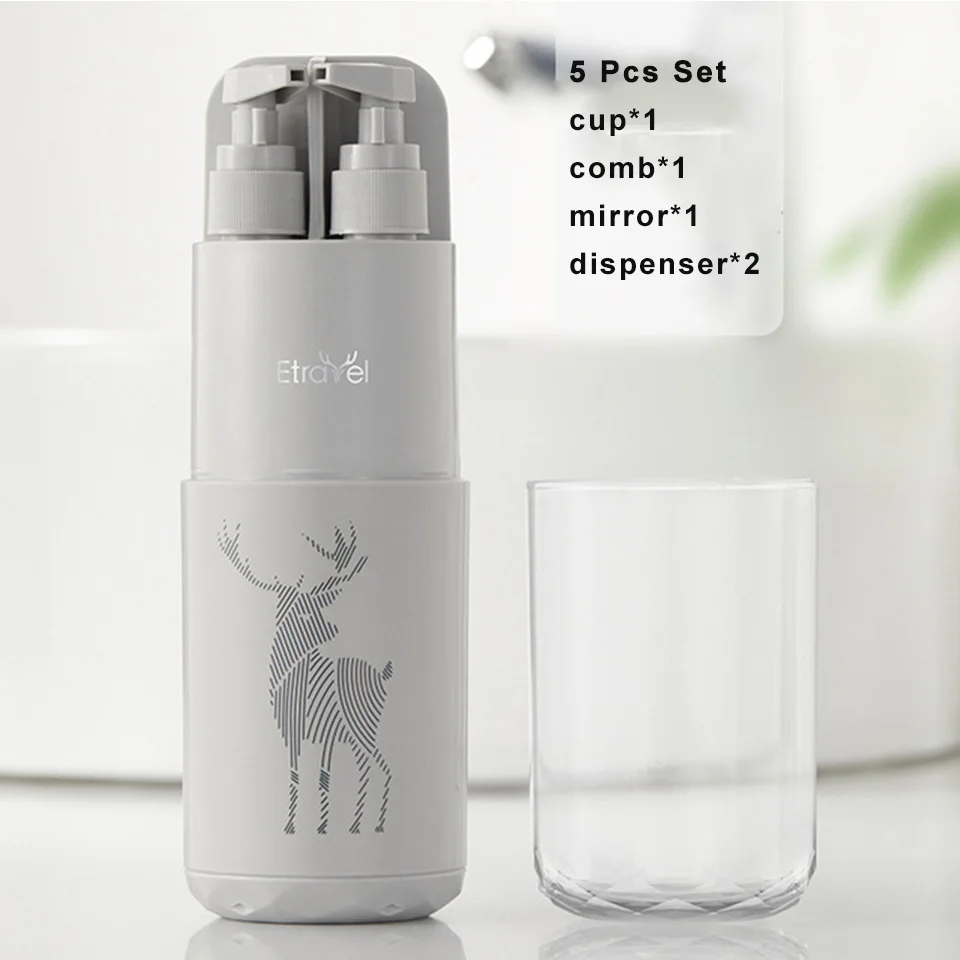 5 pcs set gray MSJO 4 в 1 дорожный диспенсер для геля и лосьона для душа шампунь диспенсер Аксессуары Мега душ Пресс контейнер многоразового мыла бутылки - Цвет: 5 pcs set gray
