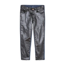 Женские джинсы из комбинированной кожи с высокой талией, прямые укороченные брюки, Новая мода