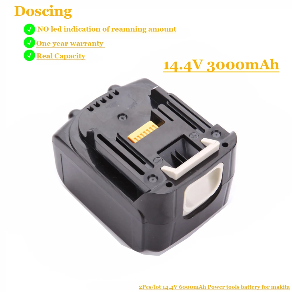 1Pcs 3000mAh Doscing для Makita BL1430B 14,4 в 6000 мАч литий-ионная аккумуляторная батарея с светодиодный Сменный аккумулятор для электроинструментов BL1430 BL1415 - Цвет: 1Pcs 3000mAh