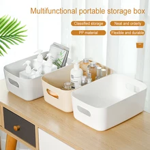Storage Basket With Handle Cosmetic Storage Box Desktop Sundries Plastic Organizer Household Makeup Kitchen Storage Container