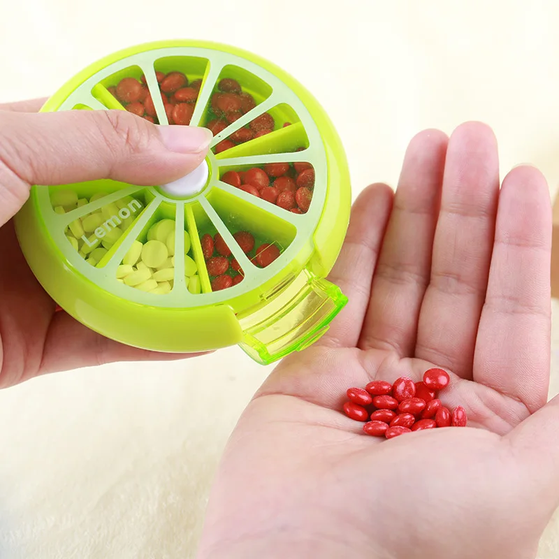 

2PCS Mini Storage Box 7 Grid Medicine Storage Box Spinning Fruit Medicine Box Button Plastic Seperated Medicine Box Mini Box