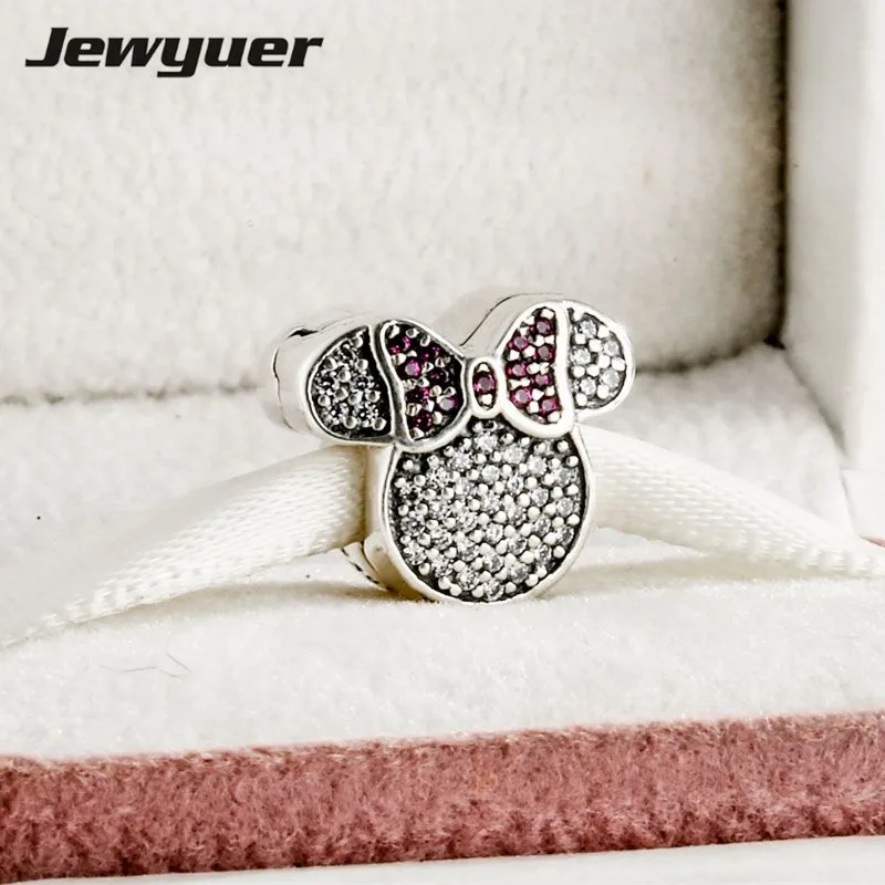 Memnon Memnon silver Mouse Ears Clip Stopper clip charms fit 925 Sterling-Silver-Jewelry beads bracelets DIY DSN098