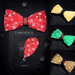 JEMYGINS оригинальный дизайн 2019 Новый рождественский модный галстук-бабочка с перьями s для мужчин ручной работы Снежинка узор сплошной цвет