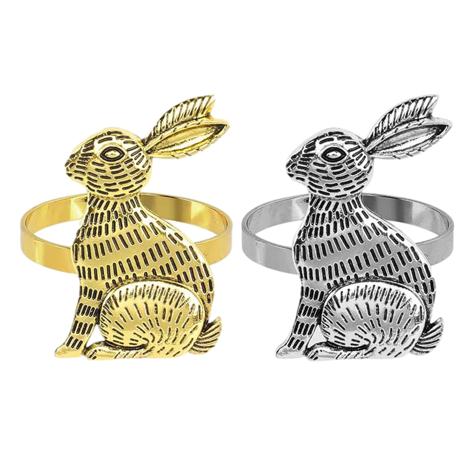 3pcs Bunny Ears Napkin Rings Rabbit Ring Holder Metal Napkin BuckleTable Decor
