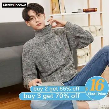 

Metersbonwe Brand Turtleneck Warm Sweater Men Winter Fashion Long Sleeve Knitted Men Cotton Sweater High Quality Clothes