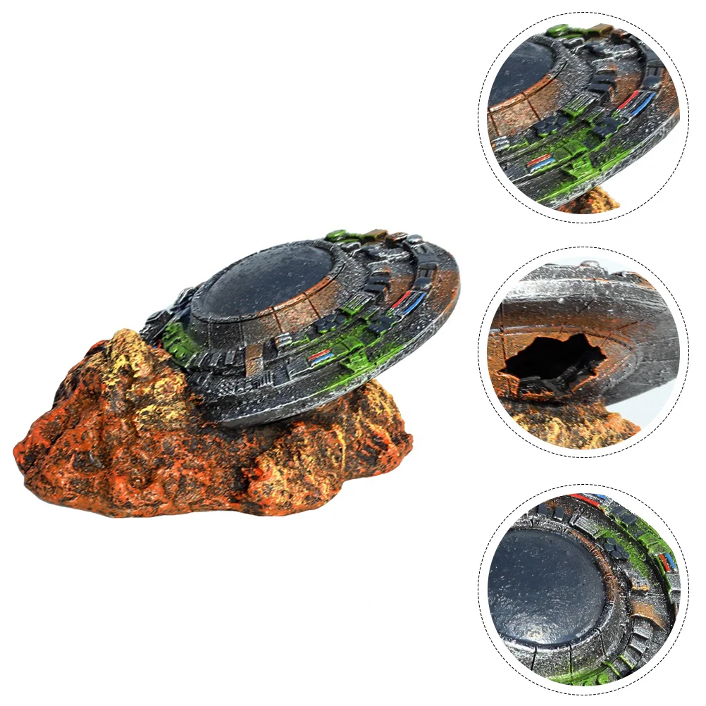 TankAquariumDecorationsDecorUfoOrnamentResinAccessories