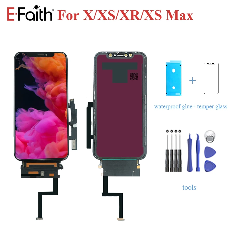 2 шт. EFaith AAA+++ качественный дисплей для iPhone X XR XS Max ЖК-экран Amoled с полным обзором высокой яркости черный DHL корабль
