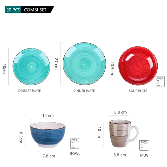 Vancasso Bella-M 20 Darabos Porcelán Étkészlet 4*Vacsora Tányérral, Desszert Tányér, Leves Tál, Bögre Szett 4 Személyes Számára - Image 6