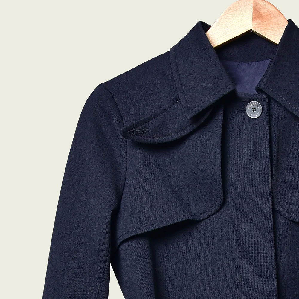 Women Trench Autumn and Winter New Temperament Stand Collar Tie Bow Windbreaker Jacket