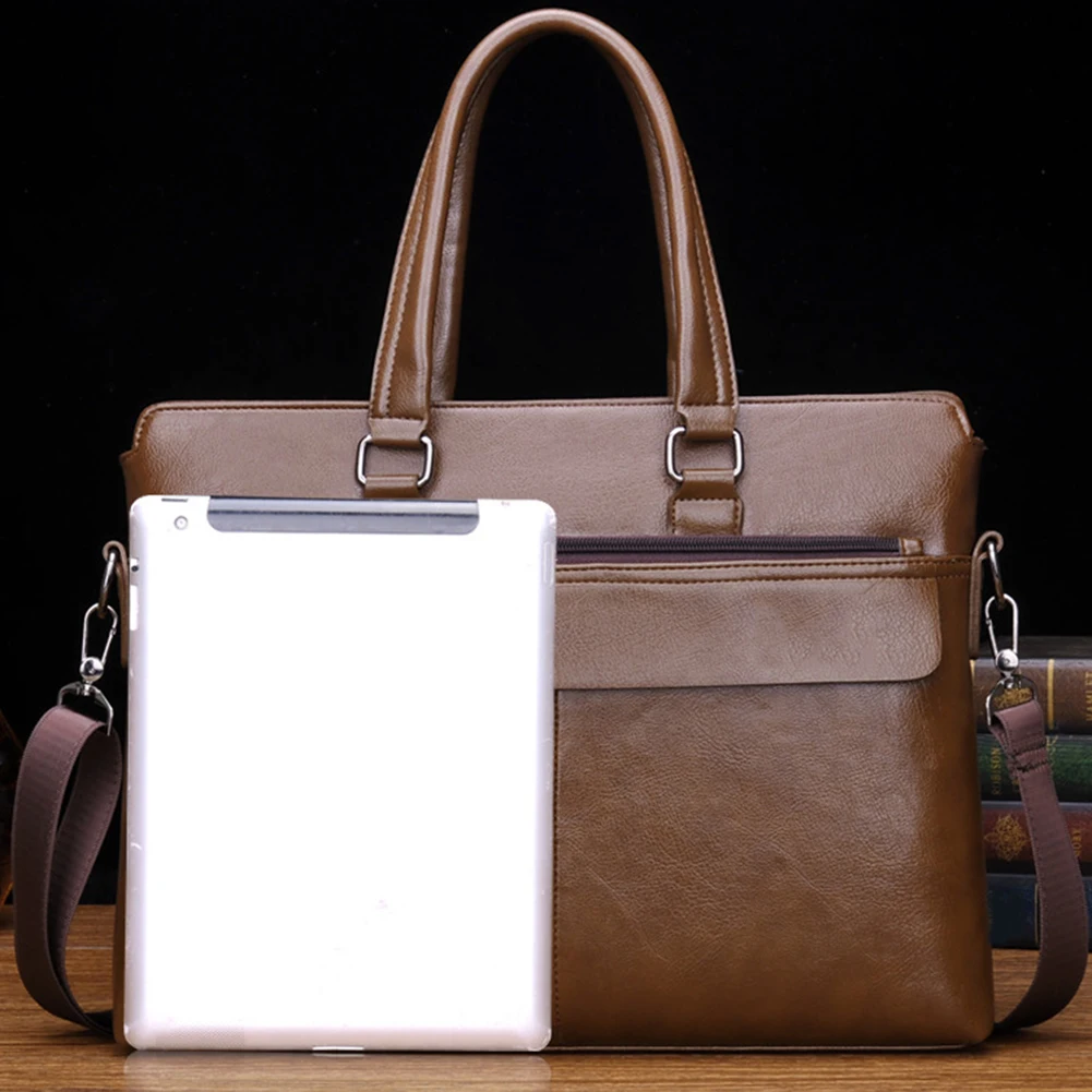 Bags Men Business Solid Color Tote Briefcase Faux Leather Crossbody Shoulder Bag