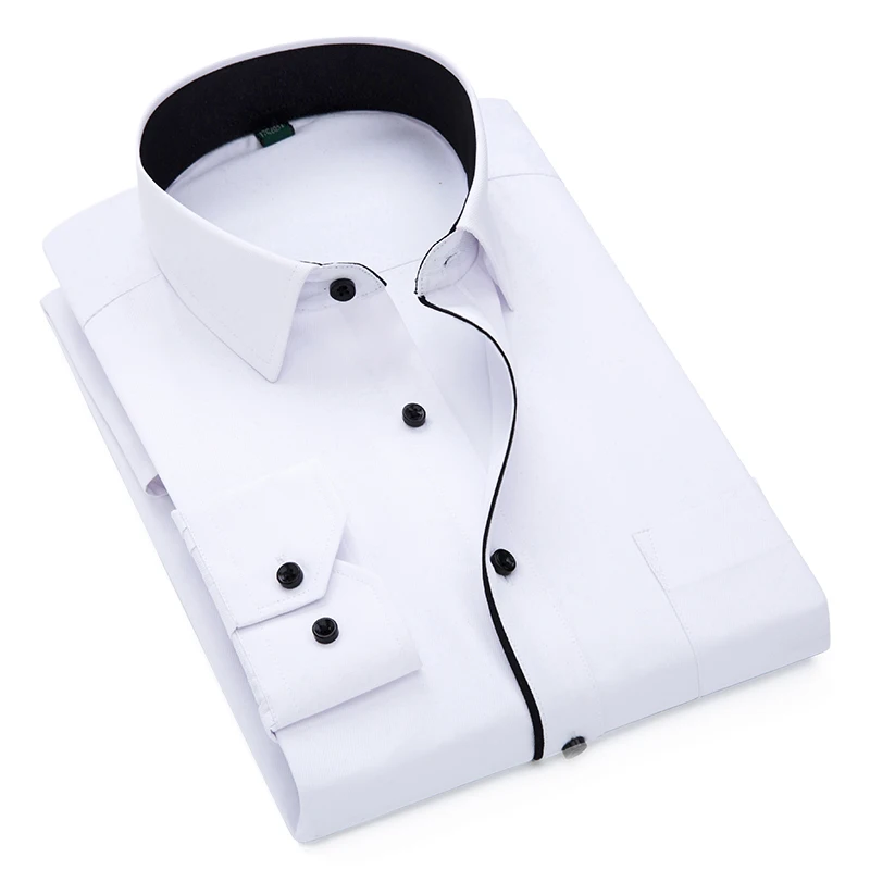 Горячая распродажа высокое качество ingdeng мужские рубашки с длинным рукавом твил Твердые повседневные Формальные деловые рубашки Брендовые мужские рубашки