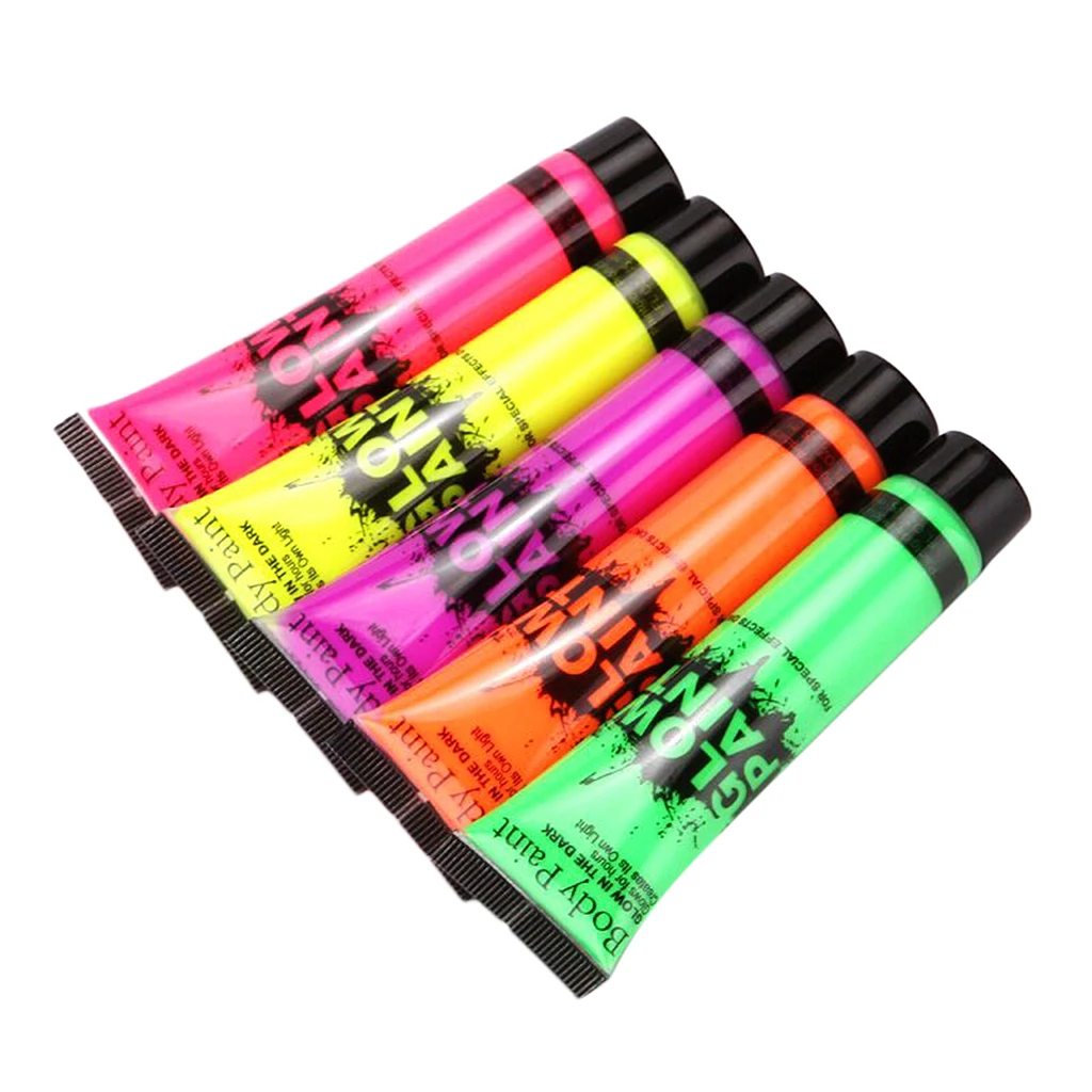Face Body Paint Party Stage Makeup 5x Colors Neon/Glow Painting Fluorescent Party cosmetics