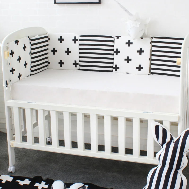 Engrossar dos Desenhos Berço em Torno de Almofada para Recém-nascidos Decoração do Quarto Bebê Cama Pára-choques Animados Berço Protetor Almofadas Design Nórdico 6 Pçs 7 Mamãe e Bebê