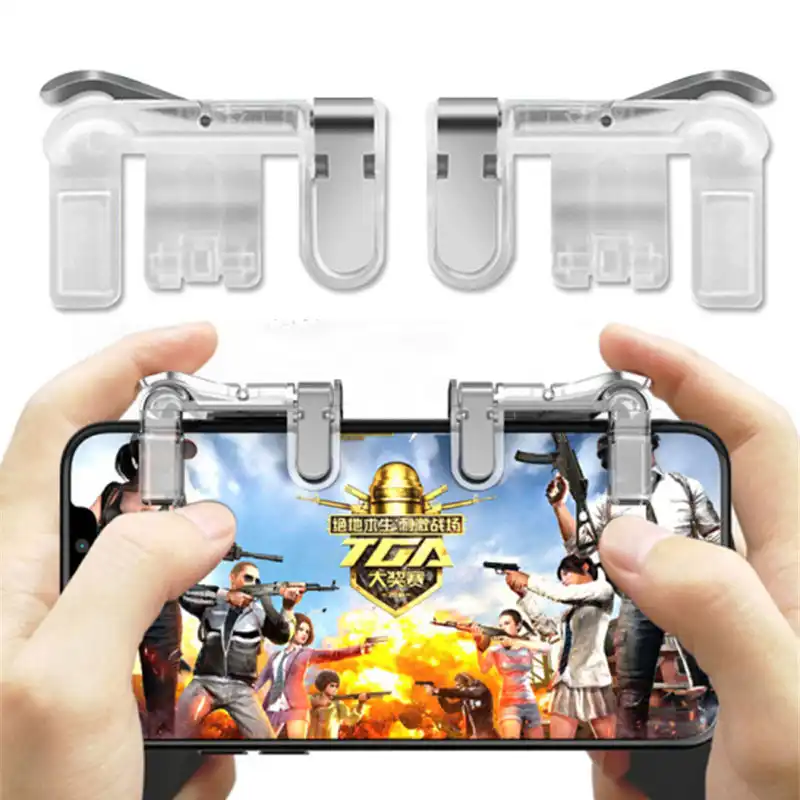 2pcs Mobile Phone Gaming Trigger L1r1 Shooter Controller For Pubg Knives Out Rules Of Survival Controller Shooter Fire Button Mobile Phone Keypads Aliexpress