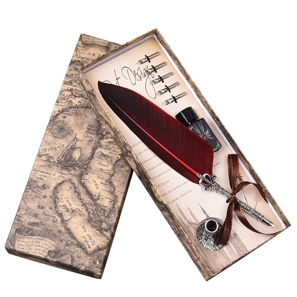 Ретро английская каллиграфия перо Dip Ручка с 5 перьями канцелярские принадлежности подарок