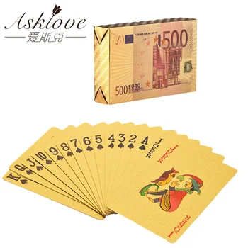 

Gold Foil Poker Playing cards EU Plastic Poker EURO Golden Playing Cards Waterproof Cards For Gambling Board Game Party Gifts