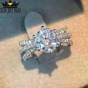 

Fashion New 925 Sterling Silver Infinite Blessings Endless Love Finger Rings for Women Circle Round Crystal Stackable Jewelry