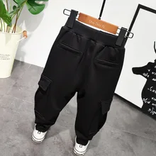 Детская одежда; коллекция года; сезон весна; повседневные брюки для мальчиков с объемными карманами; детские черные брюки для малышей; D1197