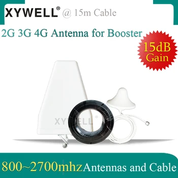 

XYWELL 4G Antennas 800~2700mhz LPDA Outdoor antenna Ceiling indoor Antenna 15 meter cable for 2G 3G 4G Mobile Signal Booster