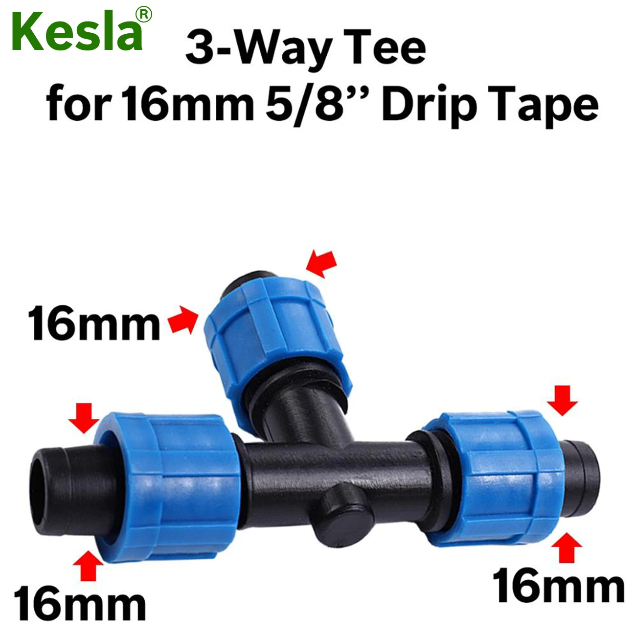 10PCS Greenhouse Drip Tape for Irrigation 16mm Hose Repair 5/8'' Couplings Tee 3-Way Quick Connector Thread Lock Extension Joint