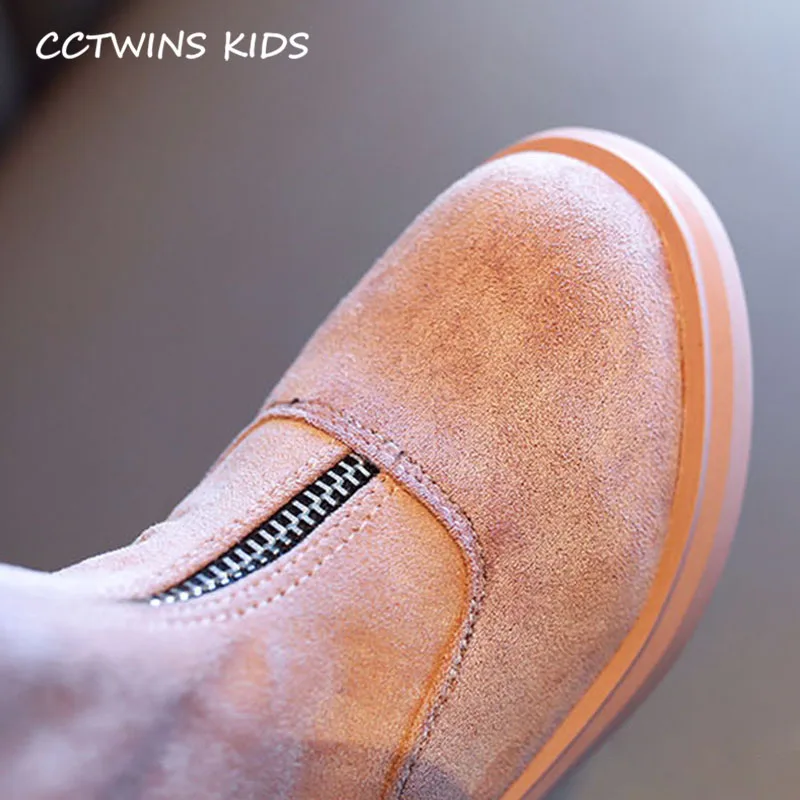 CCTWINS/детская обувь; коллекция года; зимние модные ботинки до середины икры для девочек; детская теплая обувь из флока; Детские брендовые черные ботинки; розовые; FB1769