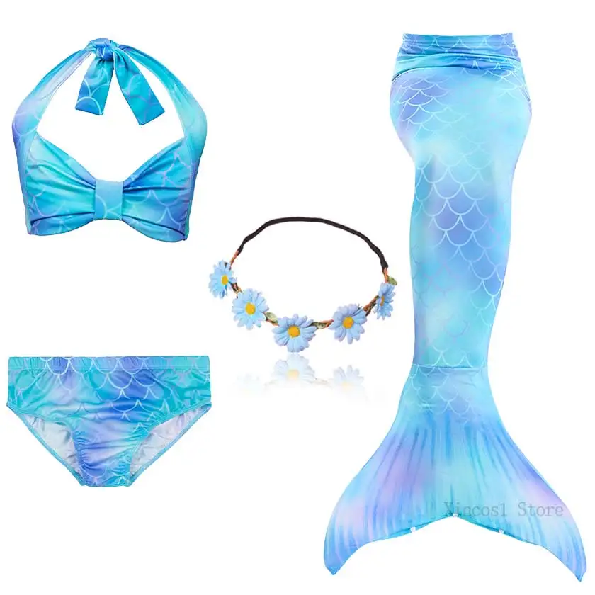 New Arrival Mermaid Tails with Garland or with Monofin Flipper Bathing Suit for Swimming Swimsuit Ariel Mermaid Cosplay Costume