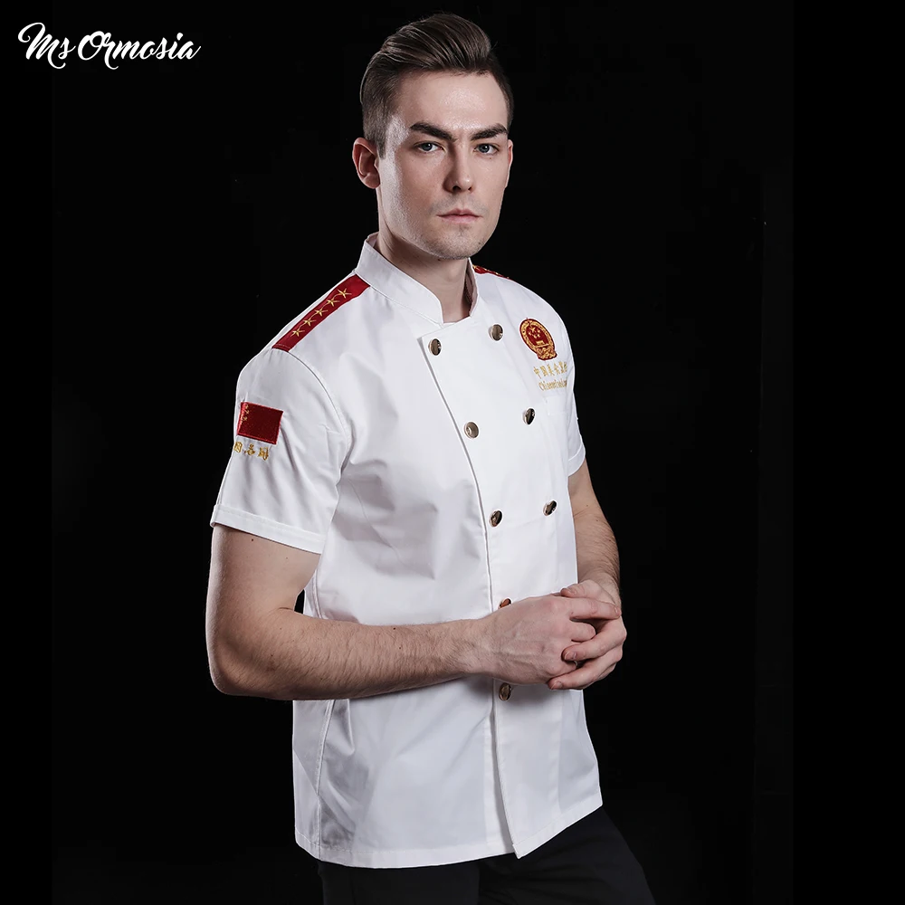

Fashion breathable short-sleeved chef uniform unisex Chinese food cooking chef jacket restaurant chef uniform Custom wholesale